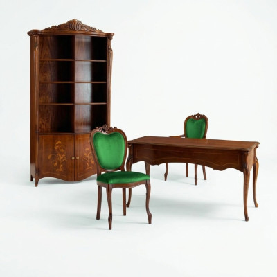 Mobilier de style italien pour bureau Ensemble de bureau Table Chaise Fauteuil 3 pièces.