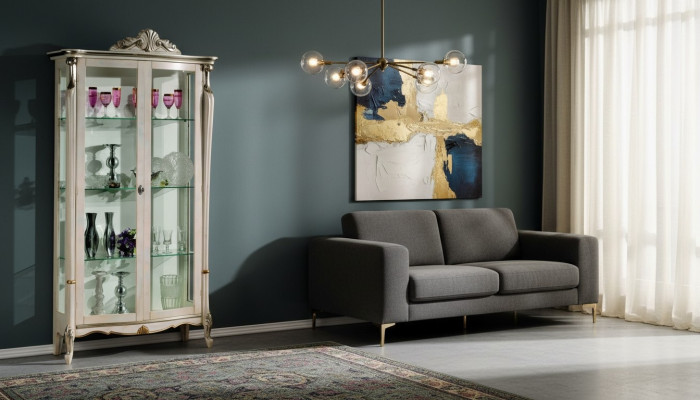 Mobilier design en bois classique ou baroque - Vitrine de luxe Armoire Étagère Mobilier italien neuf