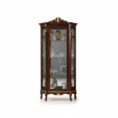 Meubles italiens en bois de style classique, vitrine de design, armoire, étagères, armoires.