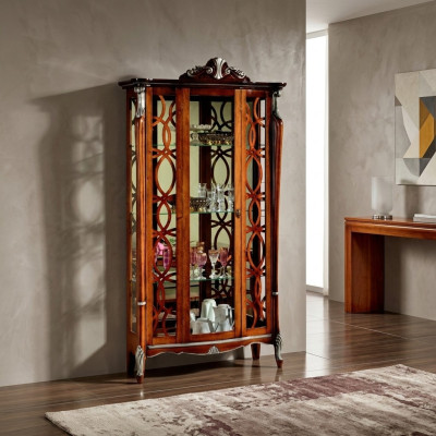 Meubles italiens de luxe en bois de design classique baroque étagère vitrine en verre cabinet.