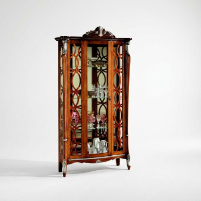 Meubles italiens de luxe en bois de design classique baroque étagère vitrine en verre cabinet.