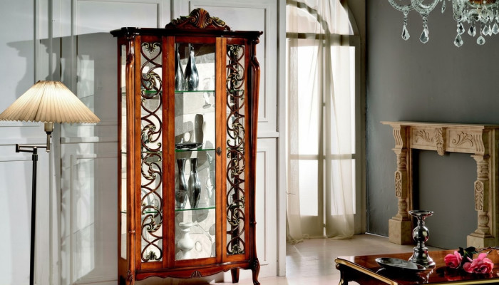 Vitrine classique Armoire de présentation Conception d'armoires Étagères Vitrine Mobilier italien neuf