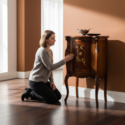 Mobilier de conception Style Baroque Commode Vitrine Bois Marron Luxe Italien