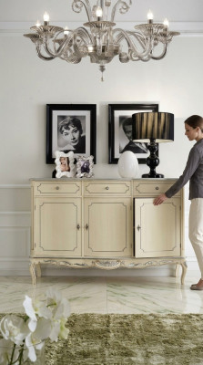 Style de meuble design classique r Commode blanche Buffet en bois italien