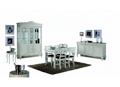Set de salle à manger Design Suite 7 pièces Meubles en bois Commode 4x Chaise Table Vitrine Neuf