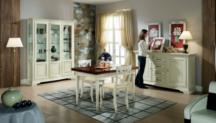 Ensemble de salle à manger Design 5 pièces en bois Meuble commode 2x Chaise Table Vitrine nouveau