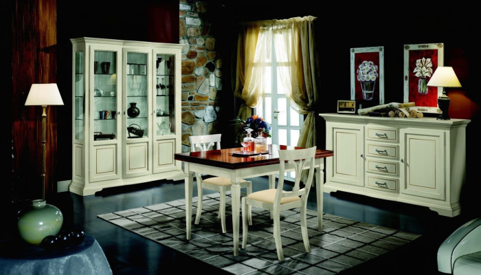 Ensemble de salle à manger Design 5 pièces en bois Meuble commode 2x Chaise Table Vitrine nouveau