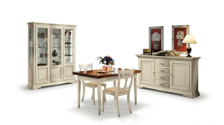 Ensemble de salle à manger Design 5 pièces en bois Meuble commode 2x Chaise Table Vitrine nouveau