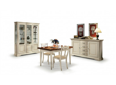 Ensemble de salle à manger Design 5 pièces en bois Meuble commode 2x Chaise Table Vitrine nouveau