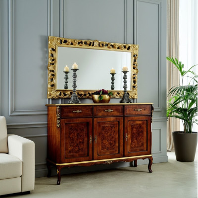 Mobilier design Style baroque Commode 2 pièces Miroir Bois Style italien Designer