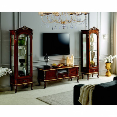 Salon Armoire murale Vitrine Meuble TV Buffet en bois véritable Armoires en bois Italie Meubles