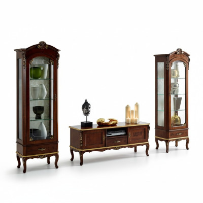 Salon Armoire murale Vitrine Meuble TV Buffet en bois véritable Armoires en bois Italie Meubles