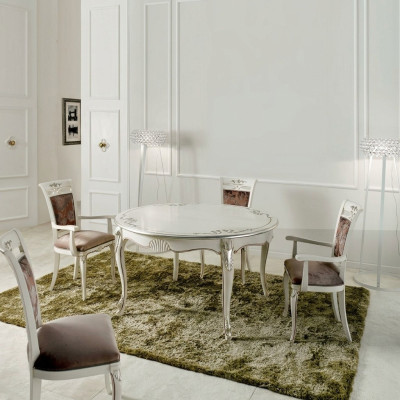 Meubles italiens Table à manger 4x chaises Ensemble de table à manger en bois Design classique s