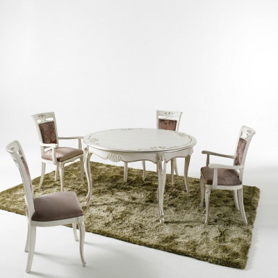 Meubles italiens Table à manger 4x chaises Ensemble de table à manger en bois Design classique s