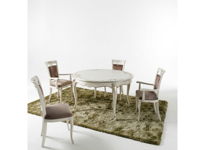 Meubles italiens Table à manger 4x chaises Ensemble de table à manger en bois Design classique s