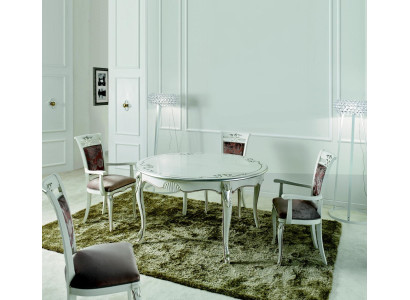 Meubles italiens Table à manger 4x chaises Ensemble de table à manger en bois Design classique s