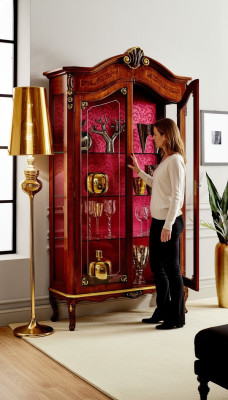 Vitrine Armoire en bois Vitrines en verre Italien Mobilier Buffet Étagère Baroque