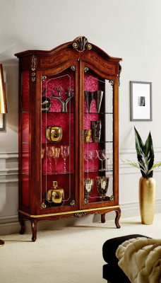 Vitrine Armoire en bois Vitrines en verre Italien Mobilier Buffet Étagère Baroque