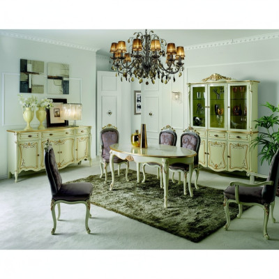 Table à manger 5x chaises Vitrine Commode Ensemble complet de salle à manger 8 pièces Mobilier neuf