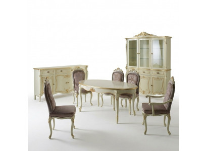 Table à manger 5x chaises Vitrine Commode Ensemble complet de salle à manger 8 pièces Mobilier neuf