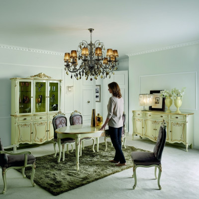 Design de meubles italiens Table à manger de luxe Salle à manger Meubles en bois Style classique Lumineux