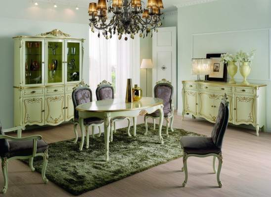 Design de meubles italiens Table à manger de luxe Salle à manger Meubles en bois Style classique Lumineux