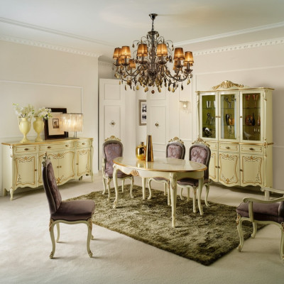 Table à manger 5 chaises Ensemble de salle à manger complet 6pcs Bois Mobilier italien neuf
