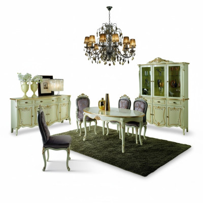 Table à manger 5 chaises Ensemble de salle à manger complet 6pcs Bois Mobilier italien neuf