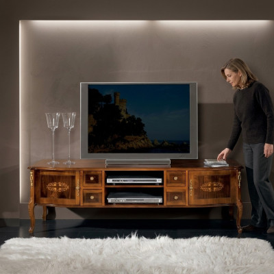 Meuble de télévision design Commode TV Bas Classique Armoire Table Salon Bois Mobilier Style baroque neuf