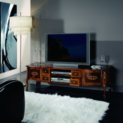 Meuble de télévision design Commode TV Bas Classique Armoire Table Salon Bois Mobilier Style baroque neuf