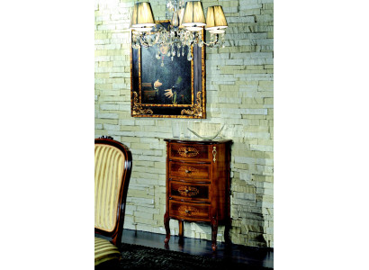 Meuble TV de luxe en bois de style italien, commode marron de style baroque de la période antique.