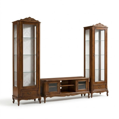 Unité murale Meuble TV 3 pièces 2x vitrine design Meuble italien style baroque pour salon