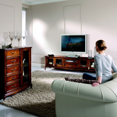 Buffet TV de luxe Armoire TV Armoire TV Design Meuble italien Salon Bois Style baroque