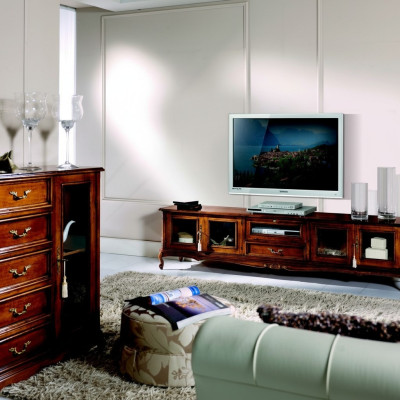 Buffet TV de luxe Armoire TV Armoire TV Design Meuble italien Salon Bois Style baroque
