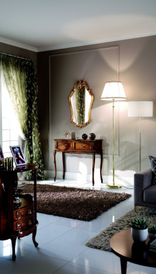 Meubles de luxe en bois italien, ensemble de 2 pièces de style de meubles Console baroque avec miroir nouveau
