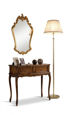 Meubles de luxe en bois italien, ensemble de 2 pièces de style de meubles Console baroque avec miroir nouveau