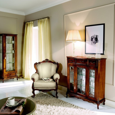 Style de mobilier Baroque Commode en bois Armoire Vitrine Mobilier de luxe Fauteuil