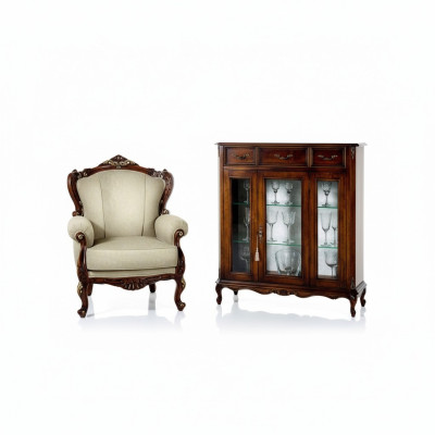 Style de mobilier Baroque Commode en bois Armoire Vitrine Mobilier de luxe Fauteuil
