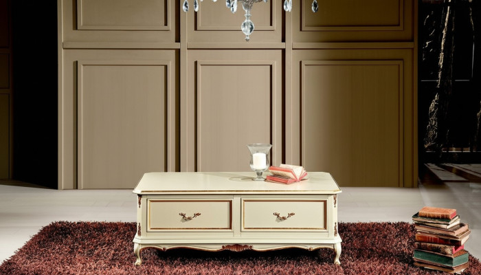 Bois Meubles italiens Style baroque Table basse blanche de luxe Table de salon neuve