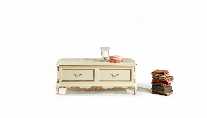 Bois Meubles italiens Style baroque Table basse blanche de luxe Table de salon neuve