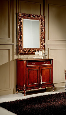 Meubles en bois italien Ensemble de 2 pièces Style de meuble Baroque Luxueux Commode avec miroir