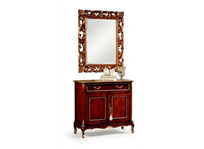 Meubles en bois italien Ensemble de 2 pièces Style de meuble Baroque Luxueux Commode avec miroir