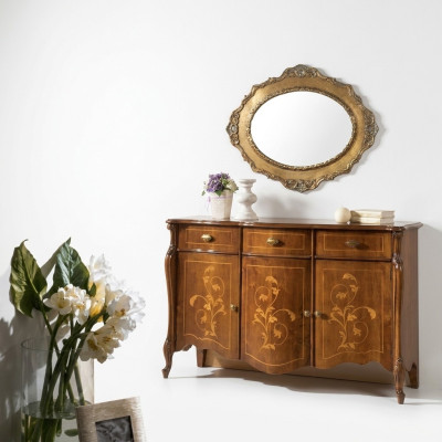 Meuble avec style baroque, commode armoire en bois brun de design de luxe