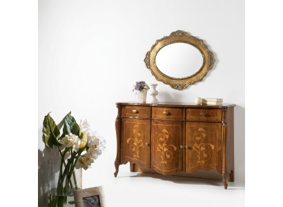 Meuble avec style baroque, commode armoire en bois brun de design de luxe