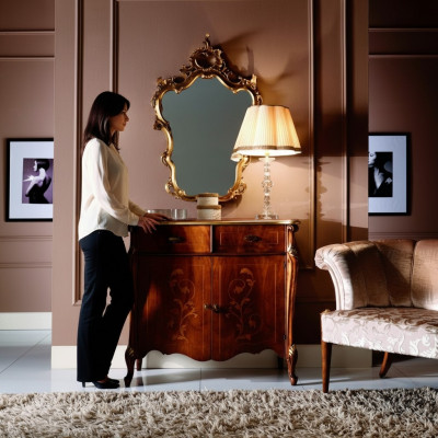 Style de meubles de luxe Baroque 2 pièces commode avec miroir en bois de luxe italien