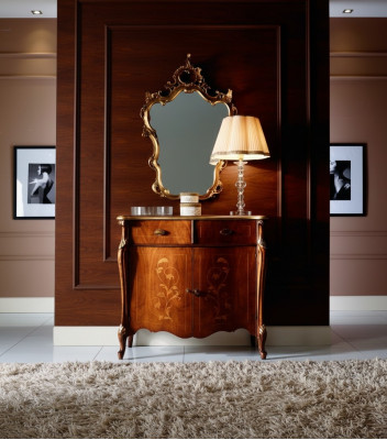 Style de meubles de luxe Baroque 2 pièces commode avec miroir en bois de luxe italien