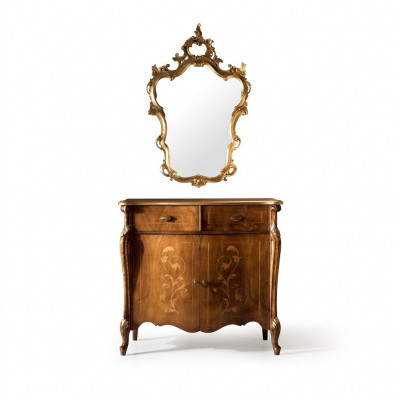 Style de meubles de luxe Baroque 2 pièces commode avec miroir en bois de luxe italien
