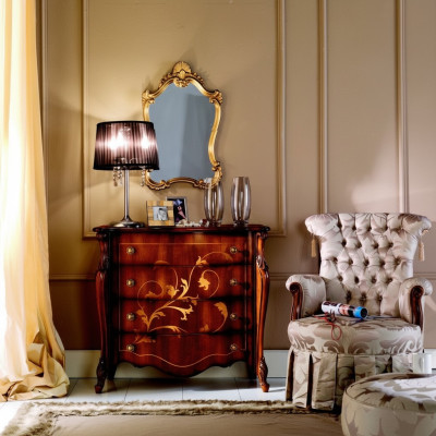 Design de meubles italiens Commode Armoire Marron Mobilier en bois de luxe Baroque