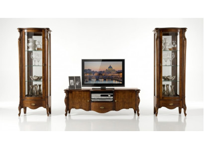 Meuble TV 3 pièces de luxe avec 2x vitrine design Meuble baroque italien style nouveau