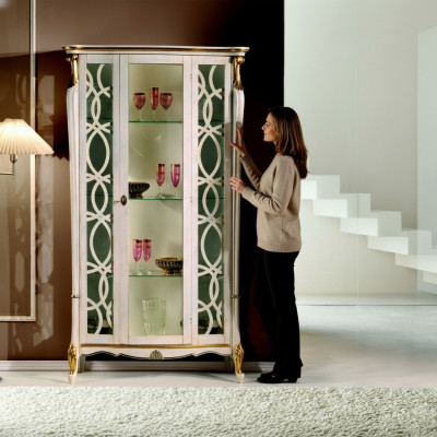 Meubles classiques en bois Vitrine Design Style Étagère Armoire Armoires Mobilier italien neuf